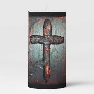 Cross of Blood Pillar Candle