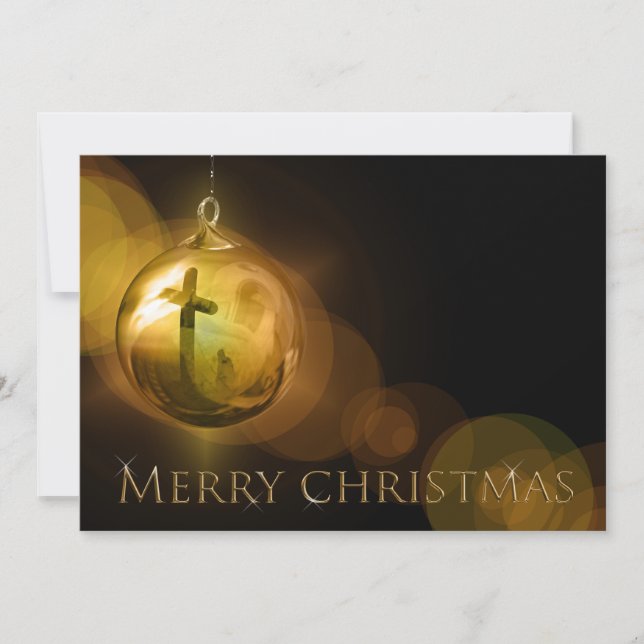 Cross of Christ Ornament Reflection Customized Holiday Card (Front)