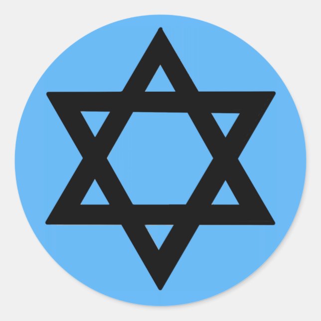 Cross of David on Sky Blue Background Classic Round Sticker (Front)