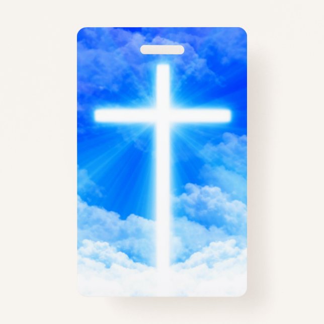 Cross of Light Jesus Christ Customizable Christia Badge (Front)