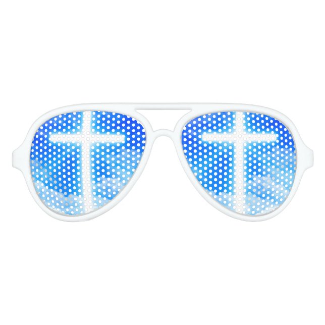 Cross of Light Jesus Christ Customizable Christian Aviator Sunglasses (Front)