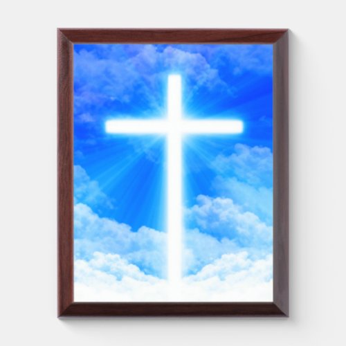 Cross of Light Jesus Christ Customizable Christian Award Plaque