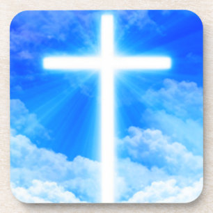 Cross of Light Jesus Christ Customizable Christian Beverage Coaster
