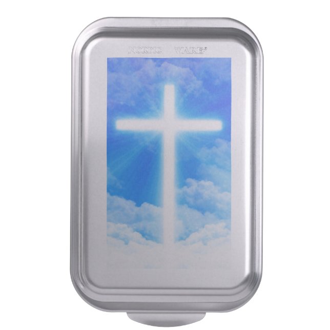 Cross of Light Jesus Christ Customizable Christian Cake Pan (Front Vertical)