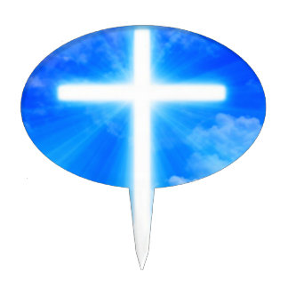 Cross of Light Jesus Christ Customizable Christian Cake Topper