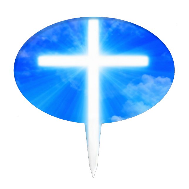 Cross of Light Jesus Christ Customizable Christian Cake Topper (Front)