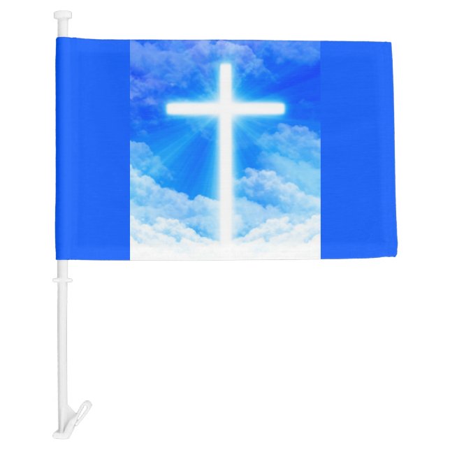 Cross of Light Jesus Christ Customizable Christian Car Flag (Front)