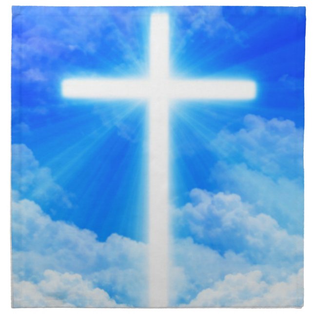 Cross of Light Jesus Christ Customizable Christian Cloth Napkin (Front)