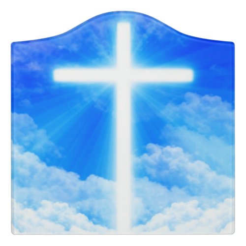 Cross of Light Jesus Christ Customizable Christian Door Sign