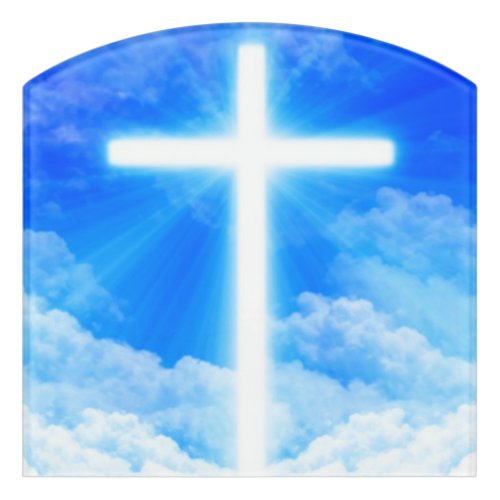 Cross of Light Jesus Christ Customizable Christian Door Sign