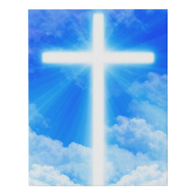 Cross of Light Jesus Christ Customizable Christian Faux Canvas Print (Front)
