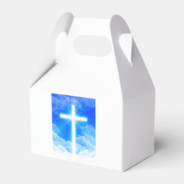 Cross of Light Jesus Christ Customizable Christian Favor Boxes (Front Side)