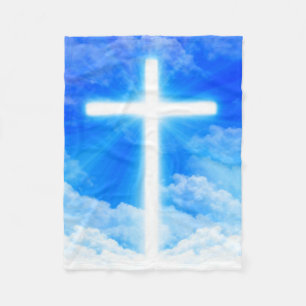 Cross of Light Jesus Christ Customizable Christian Fleece Blanket