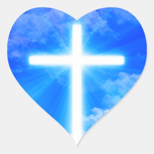 Cross of Light Jesus Christ Customizable Christian Heart Sticker