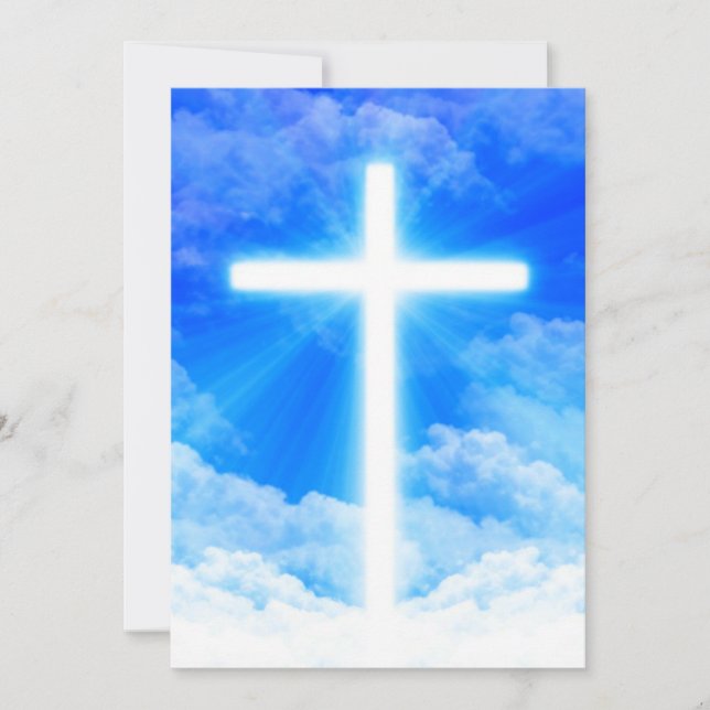 Cross of Light Jesus Christ Customizable Christian Holiday Card (Front)