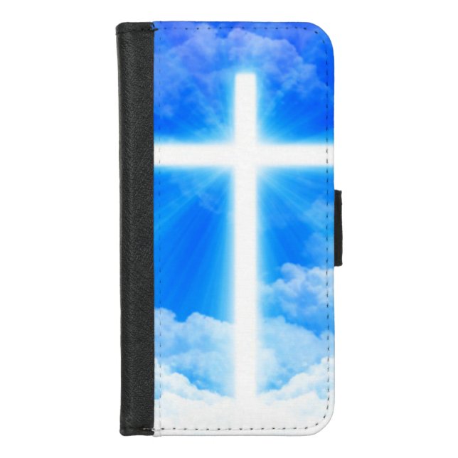 Cross of Light Jesus Christ Customizable Christian iPhone Wallet Case (Front)