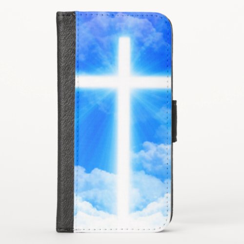 Cross of Light Jesus Christ Customizable Christian iPhone X Wallet Case