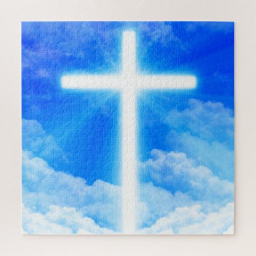 Cross of Light Jesus Christ Customizable Christian Jigsaw Puzzle
