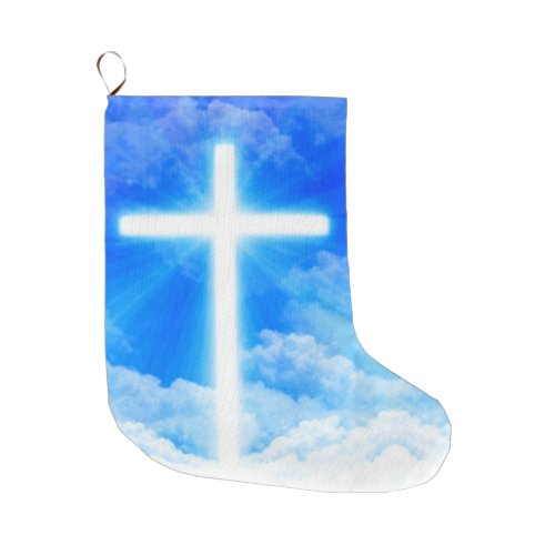 Cross of Light Jesus Christ Customizable Christian Large Christmas Stocking