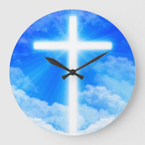 Cross of Light Jesus Christ Customizable Christian Large Clock