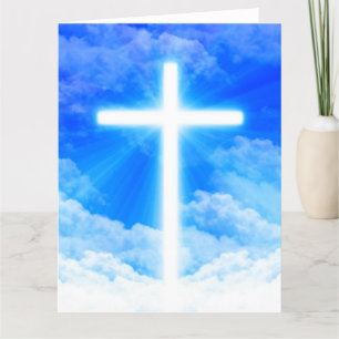 Cross of Light Jesus Christ Customizable Christian Letterpress Thank You Card