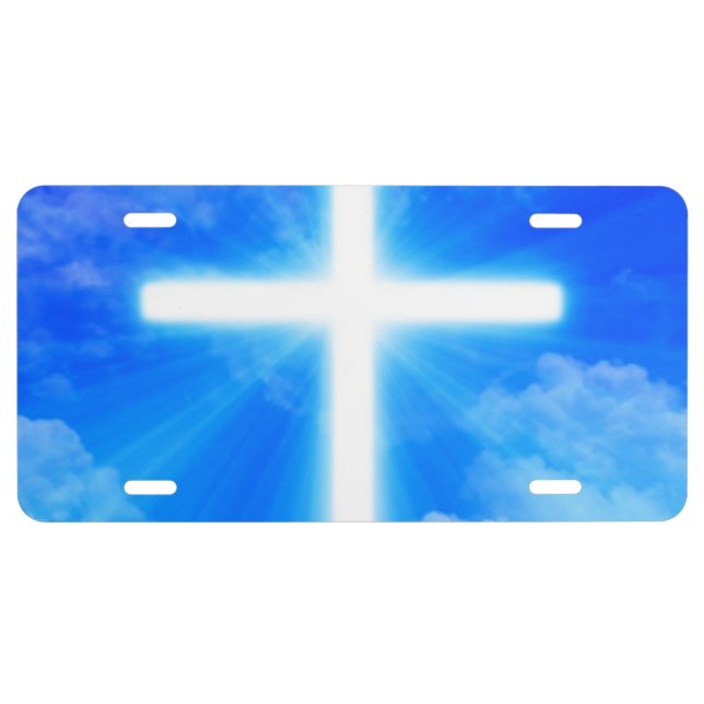 Cross of Light Jesus Christ Customizable Christian License Plate (Front)