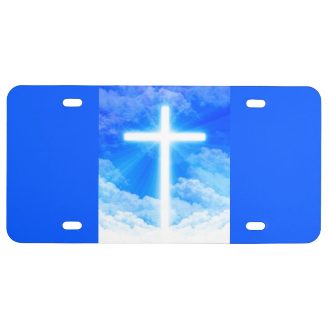 Cross of Light Jesus Christ Customizable Christian License Plate (Front)