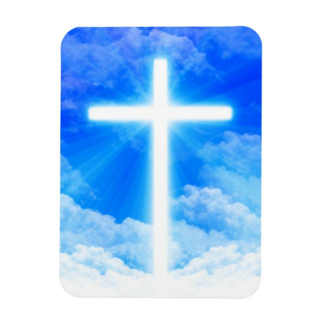 Cross of Light Jesus Christ Customizable Christian Magnet (Vertical)