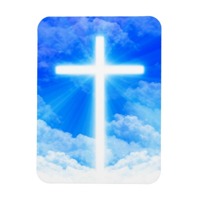 Cross of Light Jesus Christ Customizable Christian Magnet (Vertical)