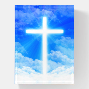 Cross of Light Jesus Christ Customizable Christian Paperweight