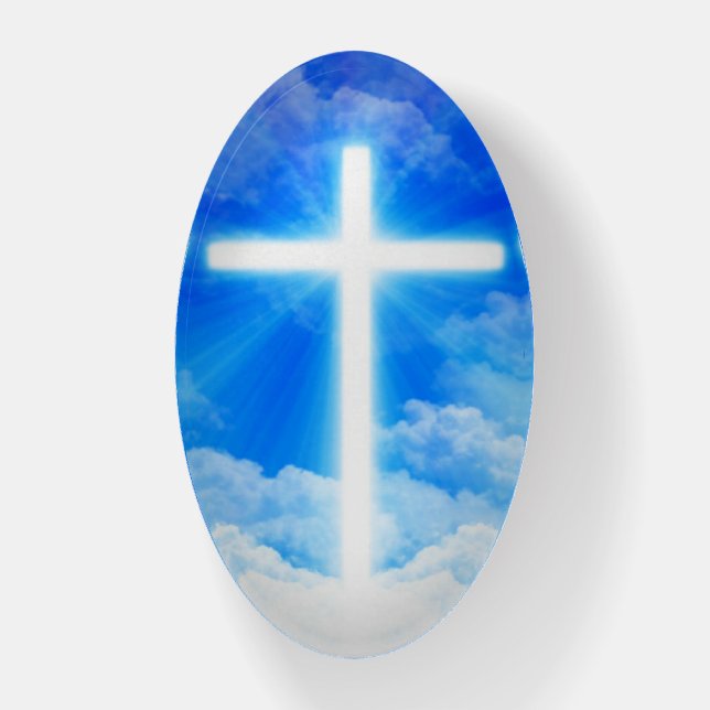 Cross of Light Jesus Christ Customizable Christian Paperweight (Vertical)