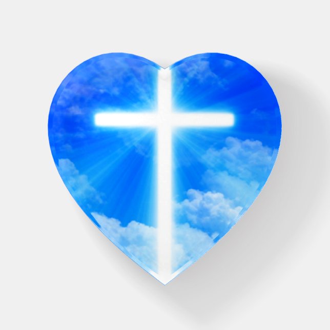 Cross of Light Jesus Christ Customizable Christian Paperweight (Front)