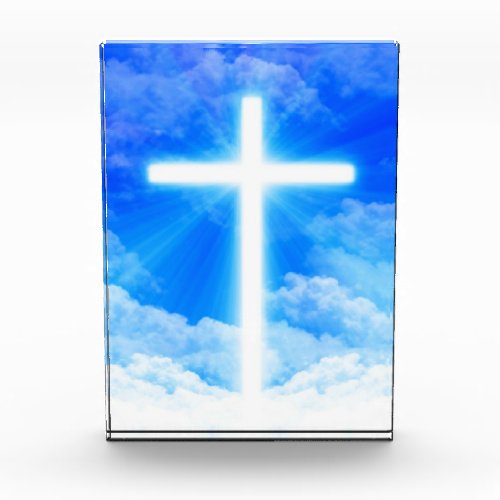 Cross of Light Jesus Christ Customizable Christian Photo Block