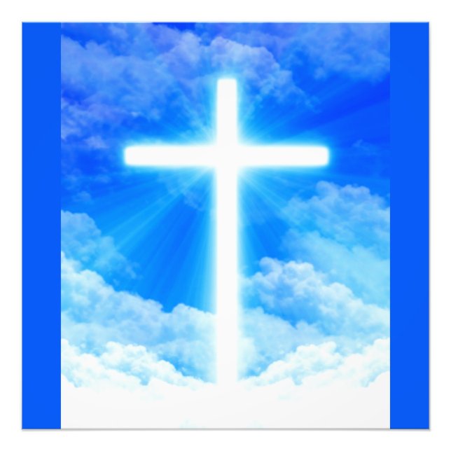 Cross of Light Jesus Christ Customizable Christian Photo Print (Front)