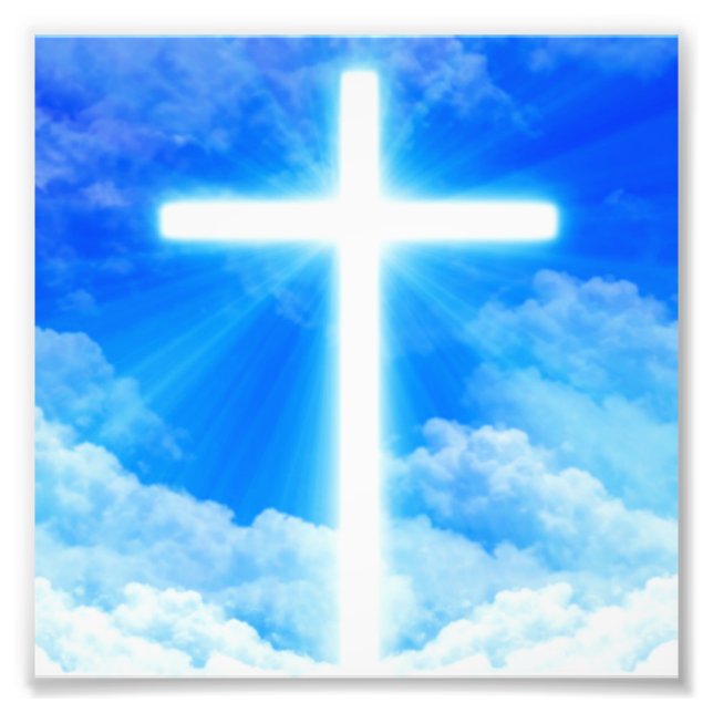 Cross of Light Jesus Christ Customizable Christian Photo Print (Front)