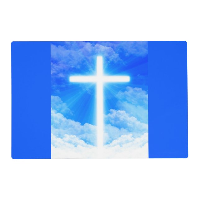 Cross of Light Jesus Christ Customizable Christian Placemat (Front)