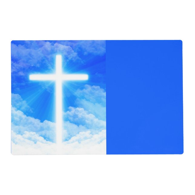 Cross of Light Jesus Christ Customizable Christian Placemat (Back)
