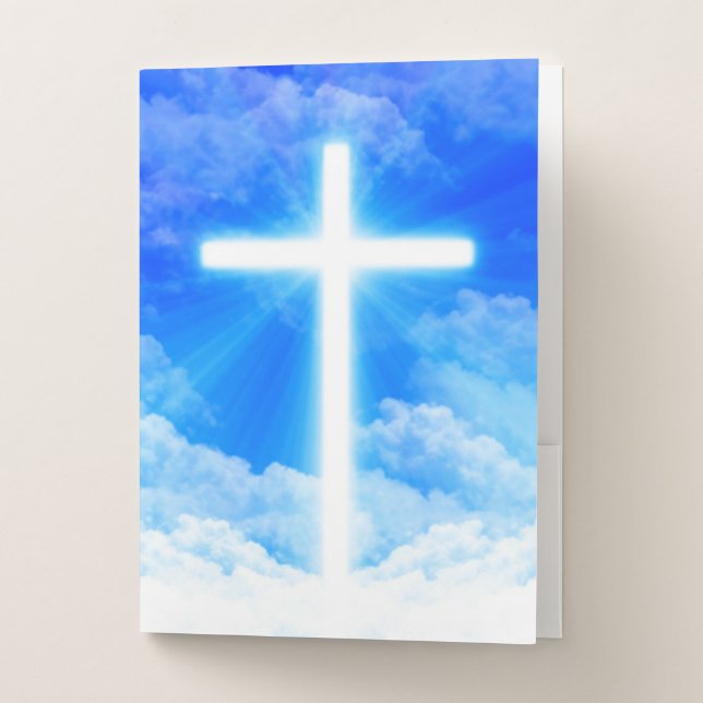 Cross of Light Jesus Christ Customizable Christian Pocket Folder (Front)