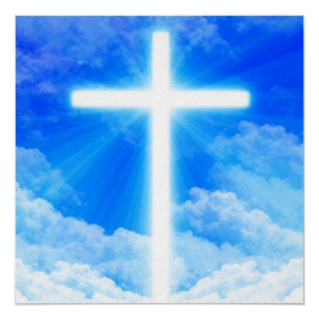 Cross of Light Jesus Christ Customizable Christian Poster (Front)