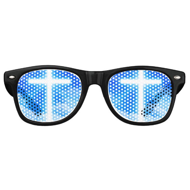 Cross of Light Jesus Christ Customizable Christian Retro Sunglasses (Front)