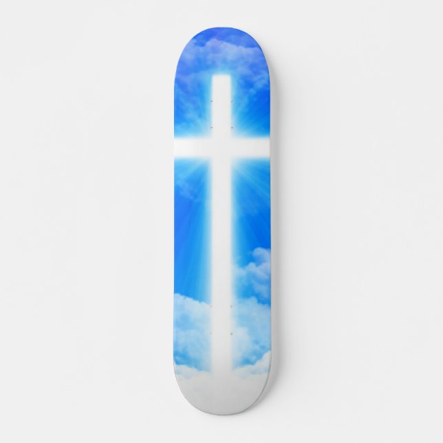 Cross of Light Jesus Christ Customizable Christian Skateboard (Front)