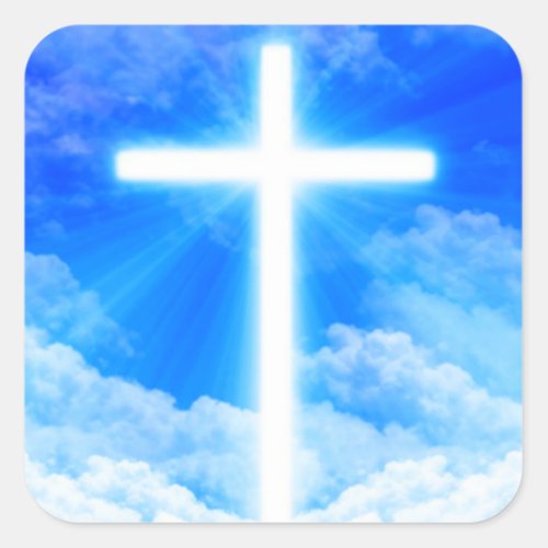 Cross of Light Jesus Christ Customizable Christian Square Sticker