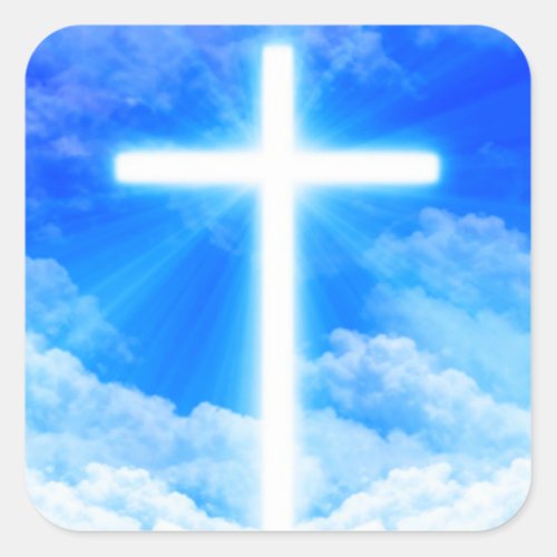 Cross of Light Jesus Christ Customizable Christian Square Sticker