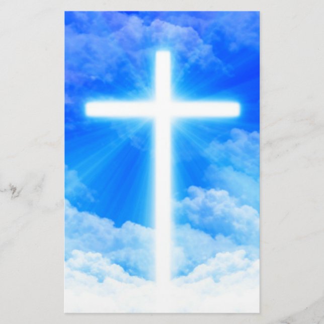 Cross of Light Jesus Christ Customizable Christian Stationery (Front)