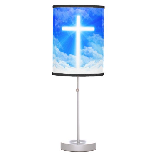 Cross of Light Jesus Christ Customizable Christian Table Lamp (Front)