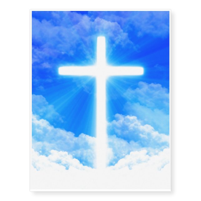Cross of Light Jesus Christ Customizable Christian Temporary Tattoos (Front)