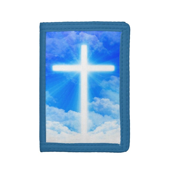 Cross of Light Jesus Christ Customizable Christian Trifold Wallet (Front Vertical)