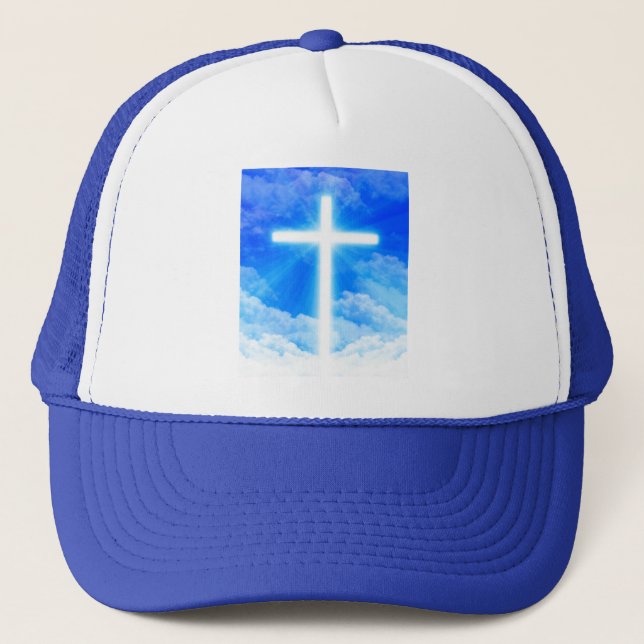 Cross of Light Jesus Christ Customizable Christian Trucker Hat (Front)
