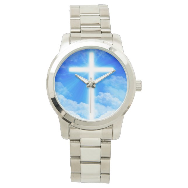 Cross of Light Jesus Christ Customizable Christian Watch (Front)
