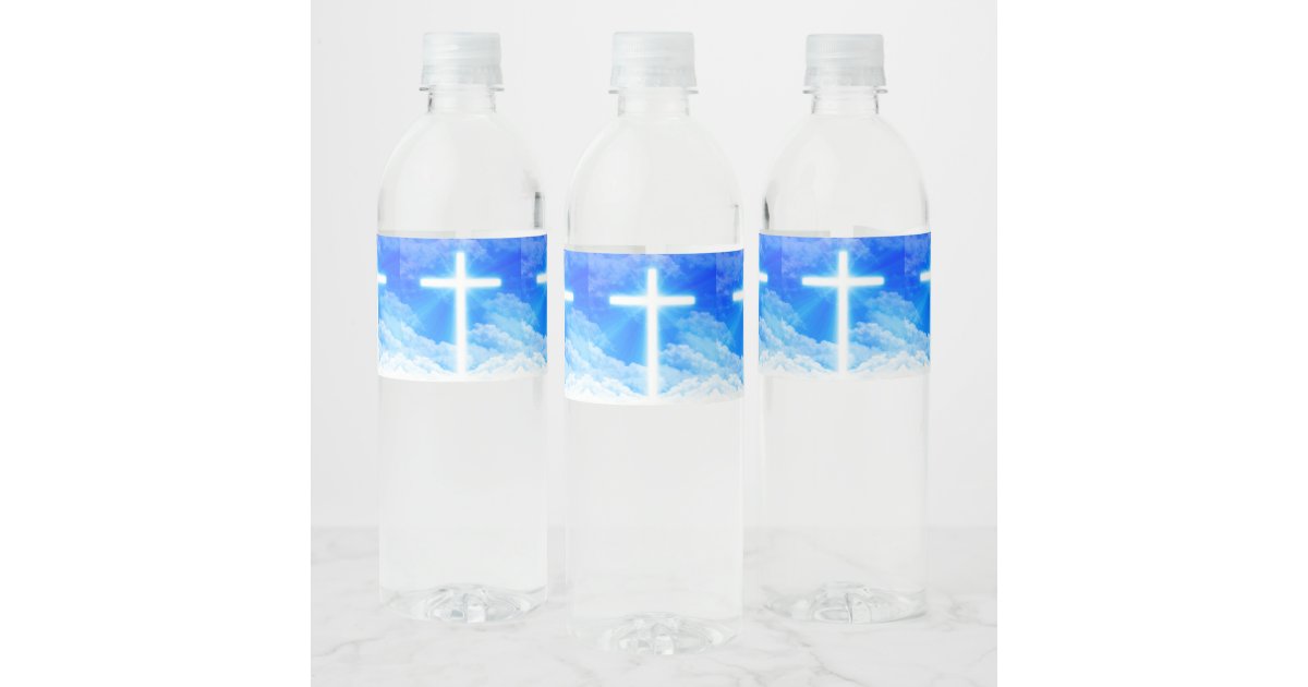 Cross of Light Jesus Christ Customizable Christian Water Bottle Label